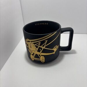 Starbucks Coffee Mug Cup Viennese Matte Gold & Black Bi-Plane 14 Oz. 2016‎